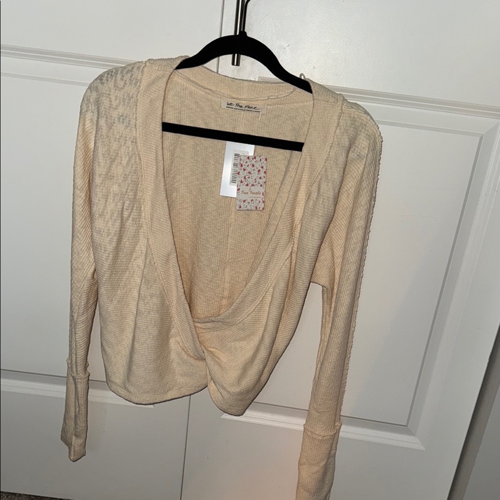 Free People Cream Scoop Neck Sweater